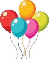 Bundle of multicolor balloons transparent background. vector