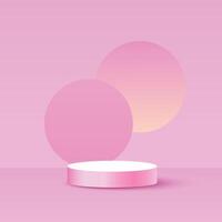 Pink Podium Display on wall background, minimal background , 3D stage podium display product , stand to show cosmetic products vector
