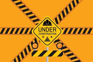 under construction warning sign background vector