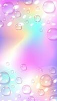 rainbow surreal stories background with and drops. Holographic anime style design. Design with mesh. Stock illustration in abstract style. vector