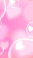 Cute unicorn bokeh story background with bubbles and hearts. Stock illustration in cartoon anime style. vector