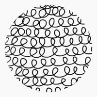 Round element with pencil hatching, doodle pattern on white background. Hand drawn circle, crosshatch, spirals, chaotic lines. vector