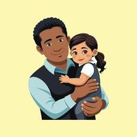 Father Holding Daughter on Lap vector