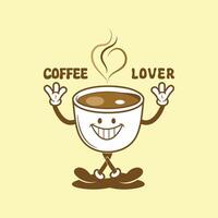 Coffee lover logo with a cup of coffee vector