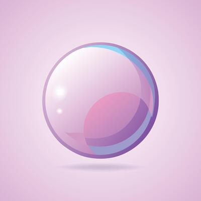 A pink and blue sphere on a pink background