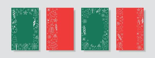 Set of Christmas and New Year frames in doodle style. vector