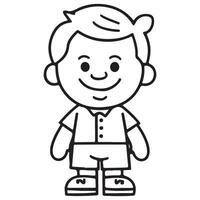 Smiling Boy to Color Fun coloring page for kids cute colouring book page illustration vector