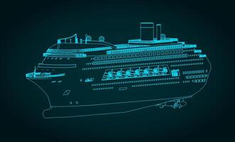 Large cruise liner isometric blueprint vector