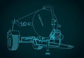 Liquid manure spreader sketch vector