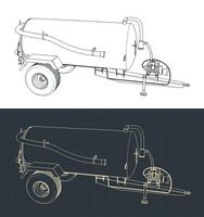 Liquid manure spreader blueprints vector