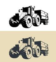 Tractor with trailer illustrations vector