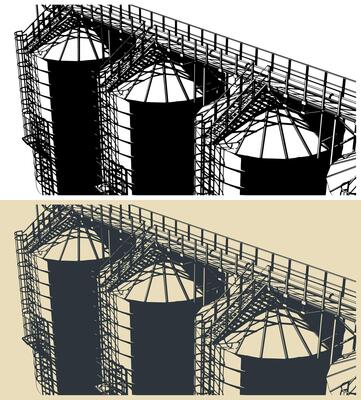Grain storage facility close up