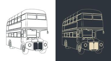 Double decker bus sketches vector