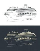Large cruise liner isometric blueprints vector