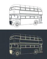 Double decker bus blueprints vector