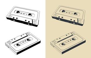 Compact cassette illustrations vector