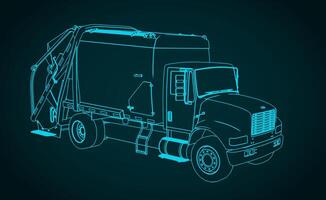 Garbage truck sketch vector