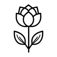 flower icon or modern line symbol. line art and icon design with bold outline. Black and white Pixel Perfect minimalistic symbol isolated white background. Silhouette simple thin sign vector