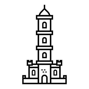 tower icon or modern line symbol. line art and icon design with bold outline. Black and white Pixel Perfect minimalistic symbol isolated white background. Silhouette simple thin sign vector