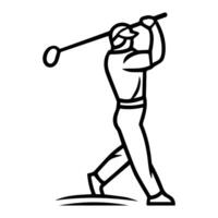golfer icon or modern line symbol. line art and icon design with bold outline. Black and white Pixel Perfect minimalistic symbol isolated white background. Silhouette simple thin sign vector