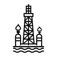 oil extraction icon or modern line symbol. line art and icon design with bold outline. Black and white Pixel Perfect minimalistic symbol isolated white background. Silhouette simple thin sign vector