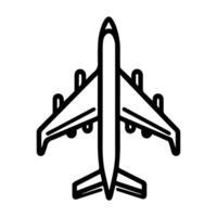 plane icon or modern line symbol. line art and icon design with bold outline. Black and white Pixel Perfect minimalistic symbol isolated white background. Silhouette simple thin sign vector