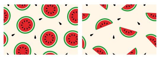 Set of Slices watermelons with seeds seamless pattern for wallpaper, fabric design, textile, decor vector