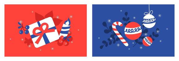 Multiple Winter Christmas background with Flat Colorful geometric element for greeting card, banner and poster. vector
