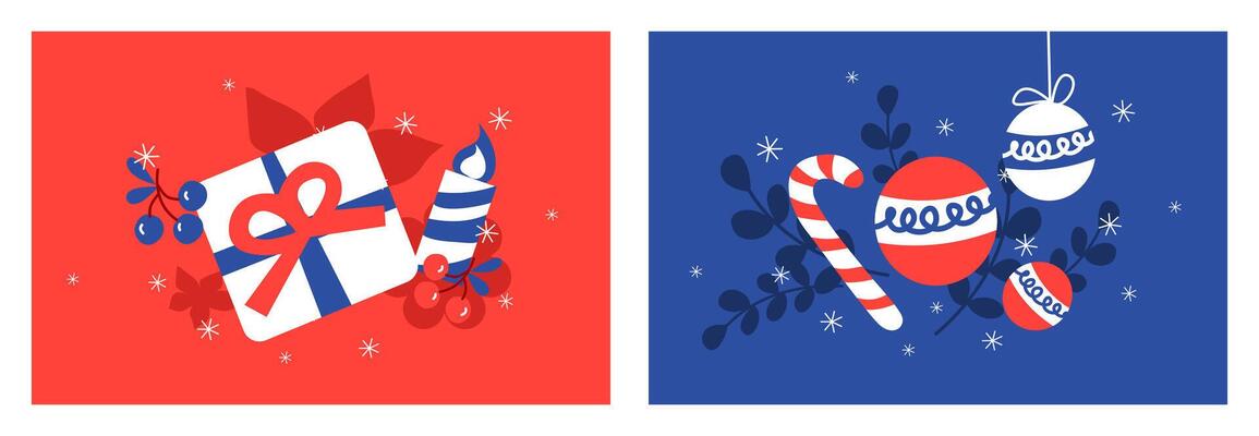 Multiple Winter Christmas background with Flat Colorful geometric element for greeting card, banner and poster.
