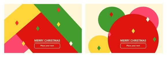 Set of Christmas background with Colorful flat geometric element for greeting card, banner and poster. vector