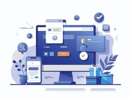 Abstract device embodies the spirit of resilience and determination, Ui and device illustration Sleek and modern design of apps vector