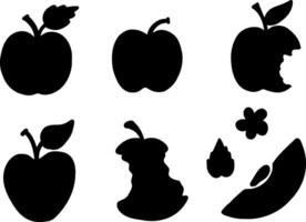 Apple silhouette set isolated on white background vector