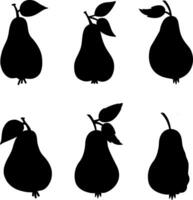 Pear silhouette set isolated on white background vector