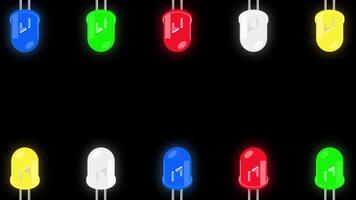 LED isometric animation. LED semiconductor composition. Light emitting diode. Electronic component in isometric style. Transparent background with alpha channel video