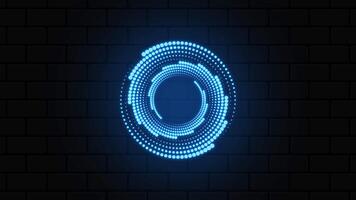 Glowing blue light ring. Futuristic loading circles and dots animation. Blue loading animation of progressing. Blue neon lights video