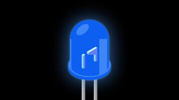 Blue led isometric animation. LED semiconductor composition. Light emitting diode. Electronic component in isometric style. Transparent background with alpha channel video