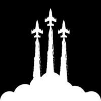 Aircraft flying in the cloudy sky. Background template. vector