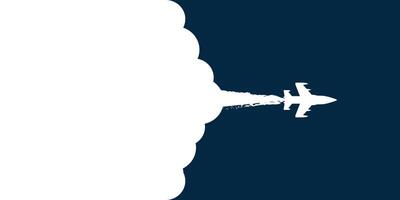 Aircraft flying in the sky with white clouds. Background template. vector