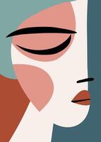 Minimalist Abstract Female Portrait in Geometric Shapes vector