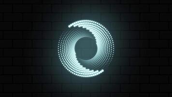 Glowing blue light ring. Futuristic loading circles and dots animation. Blue loading animation of progressing. Blue neon lights video