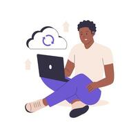 Flat illustration cloud syncing concept vector