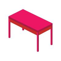 Table isometric 3d icon on a white background for web design. Illustration element design of a pink table with 3d isometric style vector