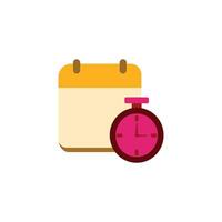 Time management icon in flat color style. Calendar stopwatch calendar reminder. Calendar icon isolated on white background for your web and mobile app design, financial agenda vector