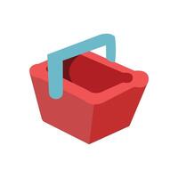 Red shopping basket icon in isometric 3d style on a white background. an empty basket icon. Illustration in cartoon style on a white background. Element design of shopping basket vector