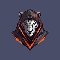 A tiger in a hoodie on a dark background vector