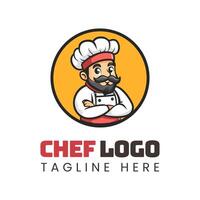 Chef logo design with mustache and beard vector