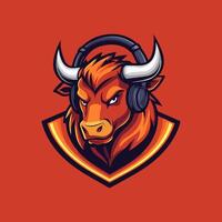 An image of a bull with headphones on its head vector