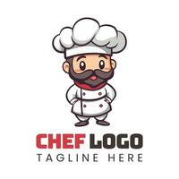 Chef logo template with a cartoon chef vector