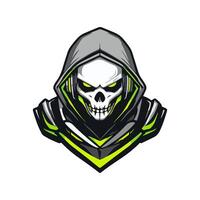Skull with hoodie, green and black color scheme vector