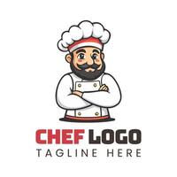 Chef logo design with beard and mustache vector